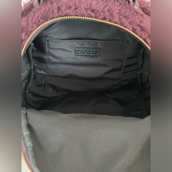 Express Teddy Fabric Plush Zip Up Purple Backpack with Adjustable Straps NWT - Picture 12 of 14